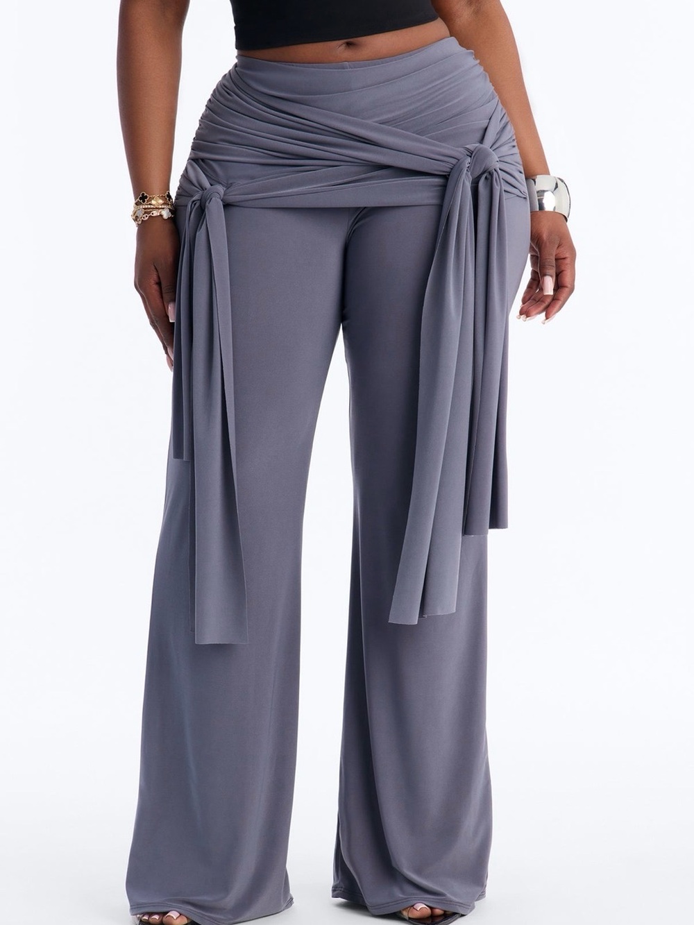 Sakura High Rise Tie Waist Flare Pants